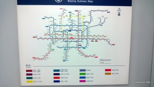 Chiny - Pekin - schemat linii metra - kwiecień 2013