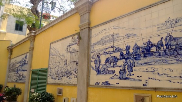 Chiny - Makao - pięknie zdobiona ściana ceramiką w stylu portugalskim - kwiecień 2013