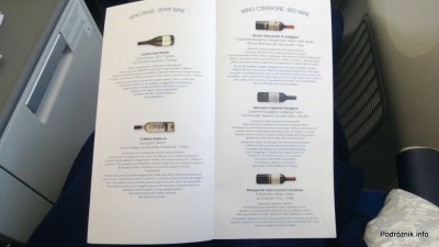 Polskie Linie Lotnicze LOT - Boeing 787 Dreamliner (SP-LRA) - Klasa Biznes (Elite Club) - menu - karta win - wina białe i czerwone - czerwiec 2013