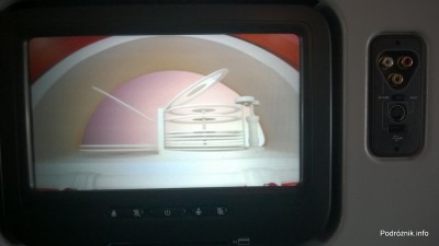 Virgin Atlantic (VS) - Airbus A330 - G-VWAG (Miss England) - wnętrze - ekran systemu rozrywki pokładowej - maj 2014