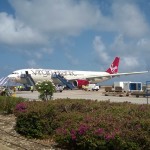 Barbados - Bridgetown - Lotnisko Grantley Adams International Airport (BGI) - Virgin Atlantic (VS) Airbus A330 G-VWAG (Miss England) - maj 2014