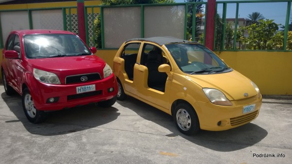 Barbados - wypożyczalnia samochodów - prosty żółty kabriolet - maj 2014